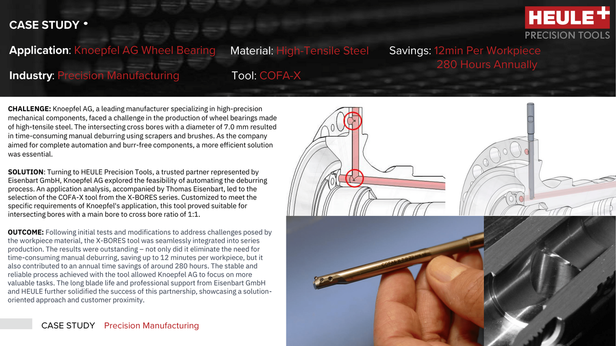 Knoepfel Wheel Bearing Case Study Featuring COFA-X Crosshole Deburring Tool