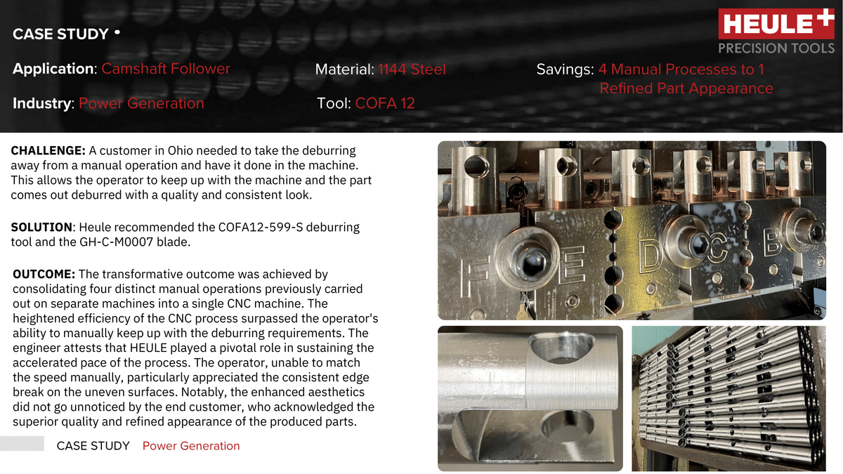 Camshaft Follower Application Using COFA Deburring Tool 