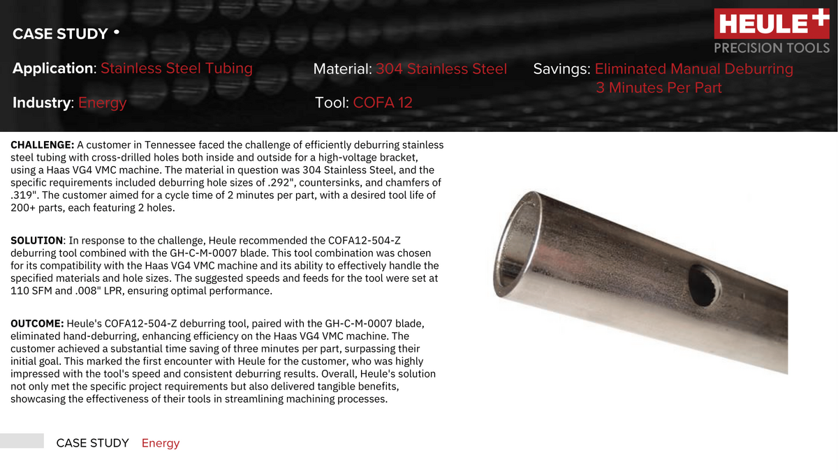 COFA Deburring Tool Solution for Stainless Steel Tubing (Energy Sector)
