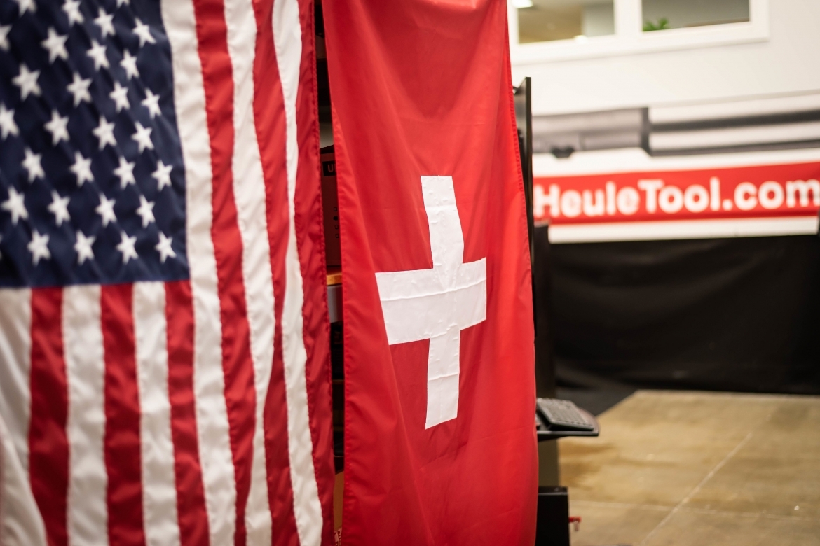 American and Swiss Flags